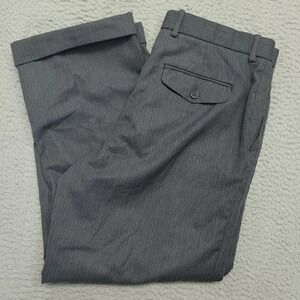 Perry Ellis Classic Fit Mens 34x30 (35x27.5) Gray Pinstripe Dress Pants Cuffed